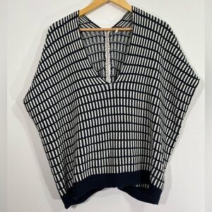 Free People Black and White Knit Poncho